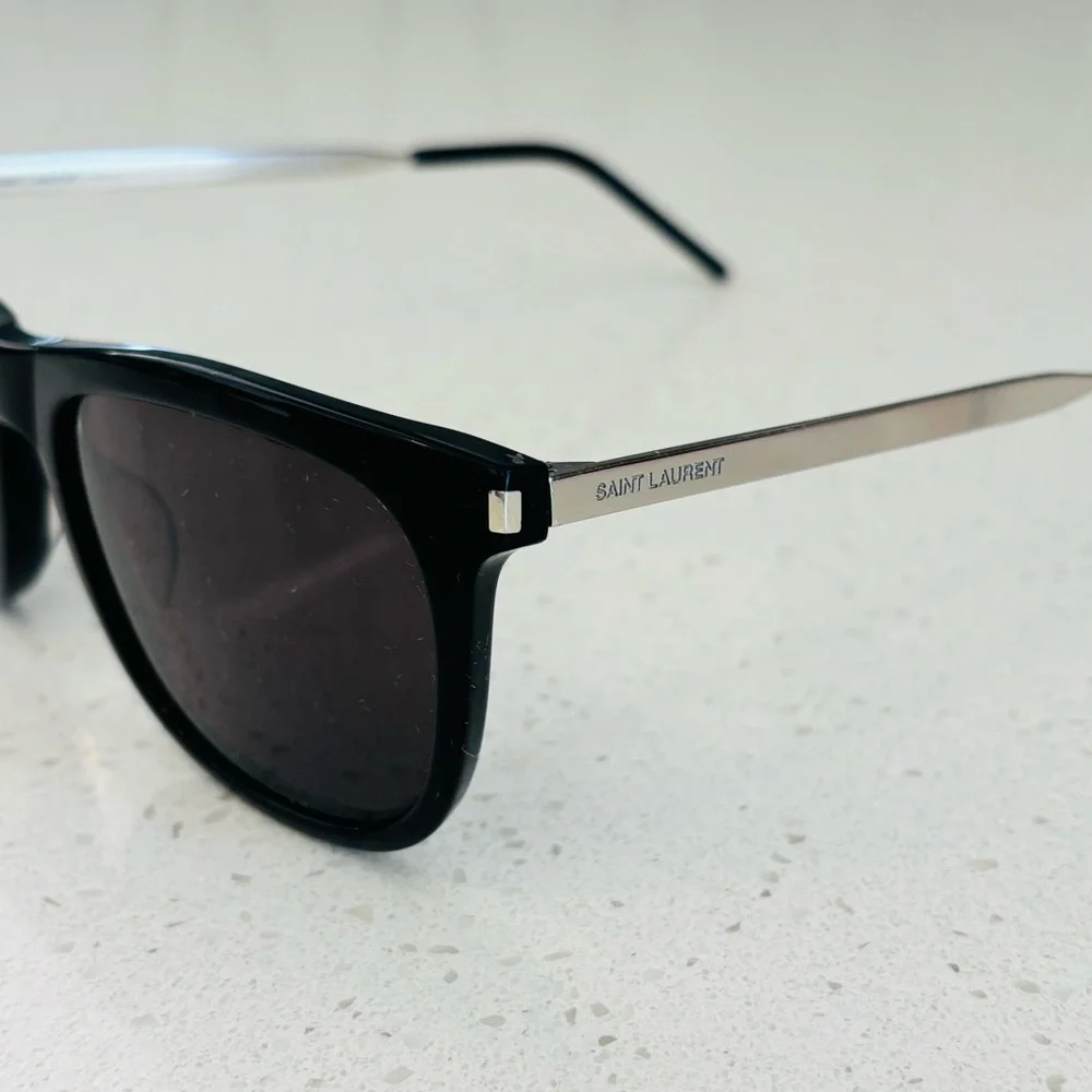 Saint Laurent SL 509-001 Black and Silver Sunglasses Women’s Sporty Designer Lux